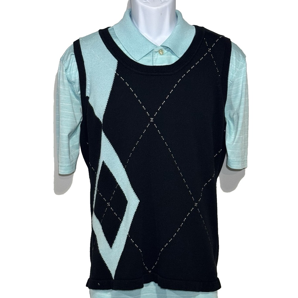 Greg‎ Norman Men's Golf Country Club Sweater Vest Pima Cotton Size Large Argyle